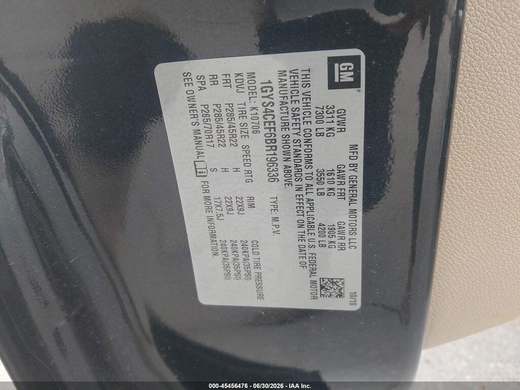 1GYS4CEF6BR196336 2011 CADILLAC ESCALADE photo no. 9
