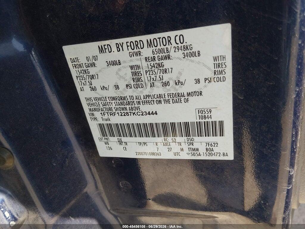 1FTRF12287KC23444 2007 FORD F-150 photo no. 9
