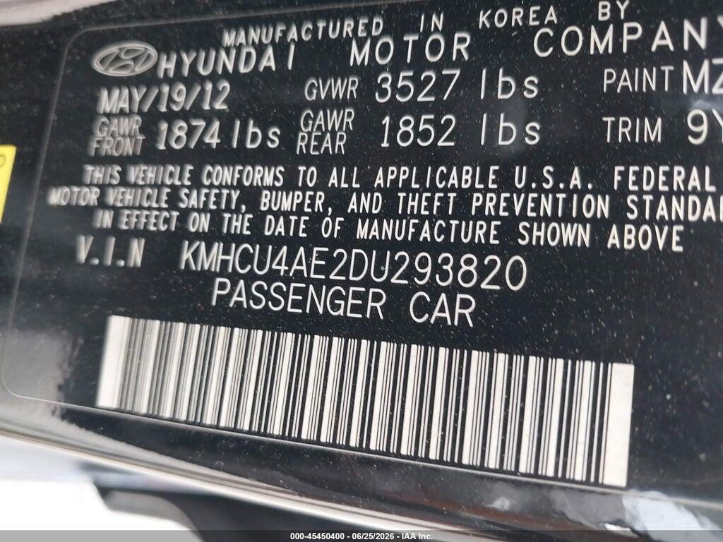 KMHCU4AE2DU293820 2013 HYUNDAI ACCENT photo no. 9
