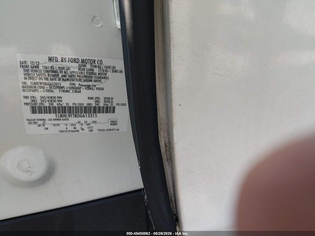 1LNHL9FT8DG613315 2013 LINCOLN MKS photo no. 9