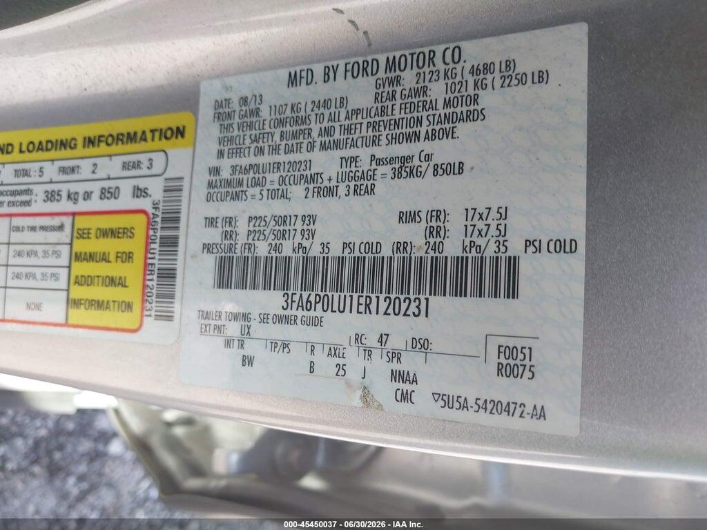 3FA6P0LU1ER120231 2014 FORD FUSION HYBRID photo no. 9