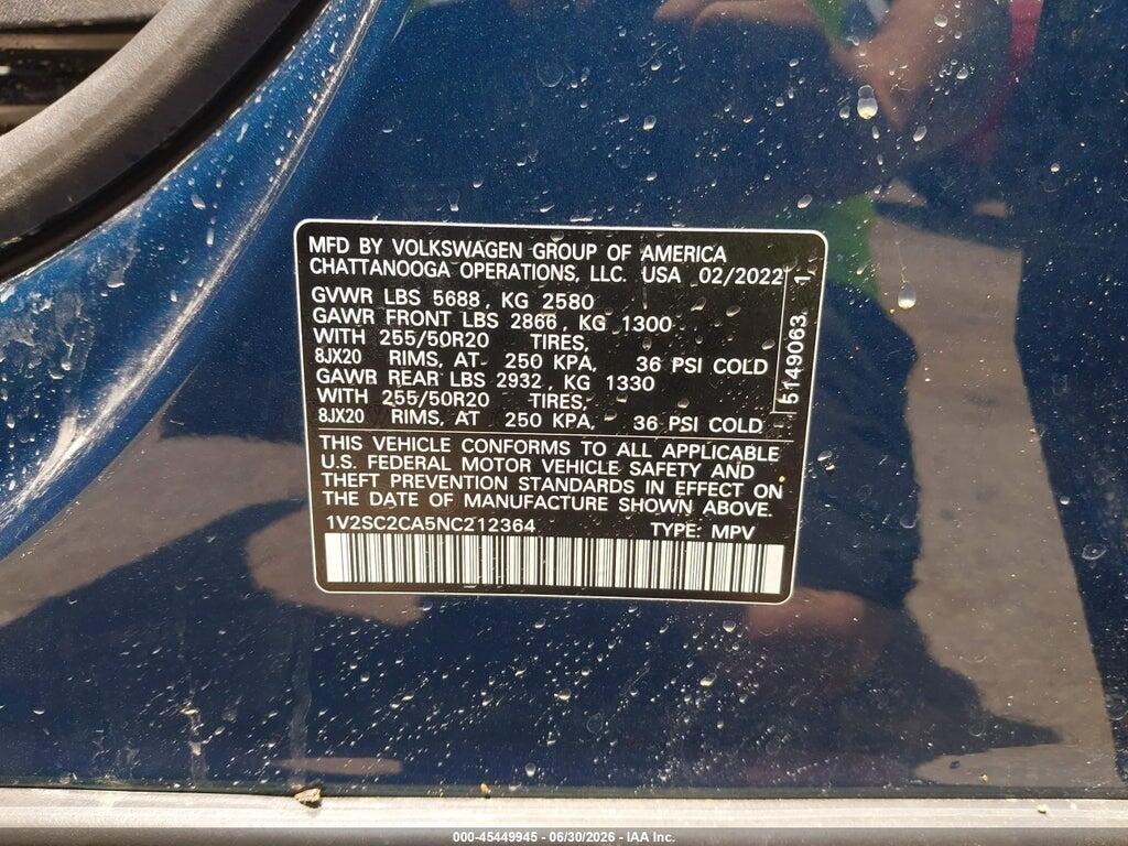 1V2SC2CA5NC212364 2022 VOLKSWAGEN ATLAS CROSS SPORT photo no. 9