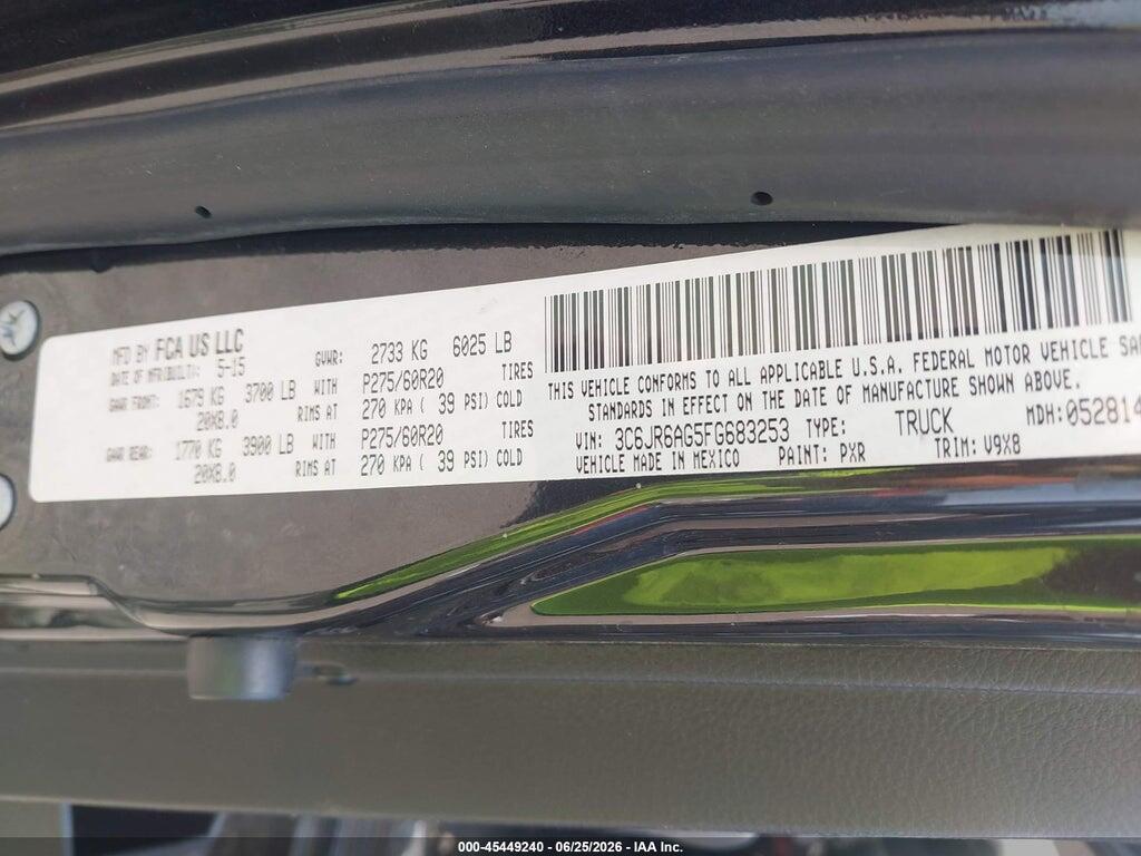 3C6JR6AG5FG683253 2015 RAM 1500 photo no. 9