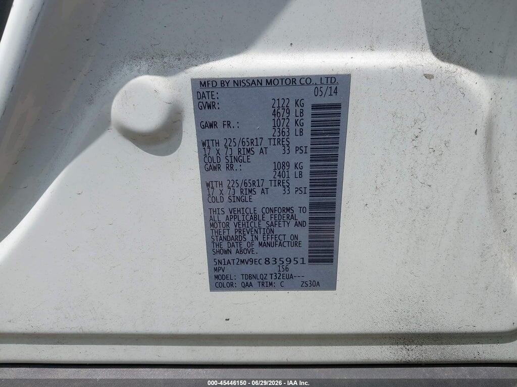 5N1AT2MV9EC835951 2014 NISSAN ROGUE photo no. 9
