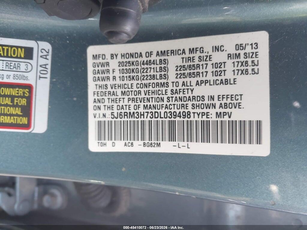 5J6RM3H73DL039498 2013 HONDA CR-V photo no. 9