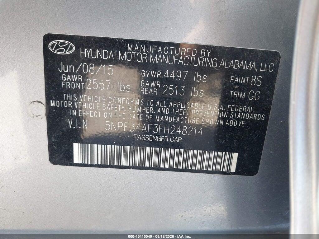 5NPE34AF3FH248214 2015 HYUNDAI SONATA photo no. 9