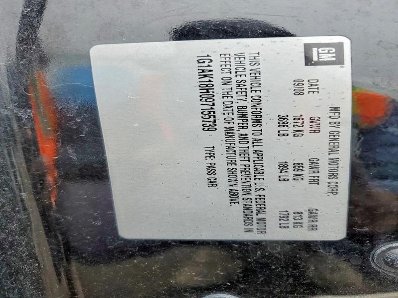 1G1AK18H097155739 2009 CHEVROLET COBALT photo no. 12