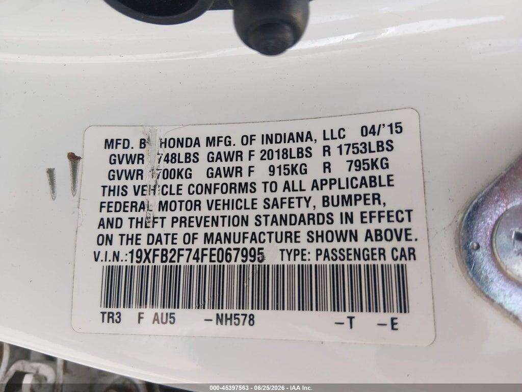 19XFB2F74FE067995 2015 HONDA CIVIC photo no. 9
