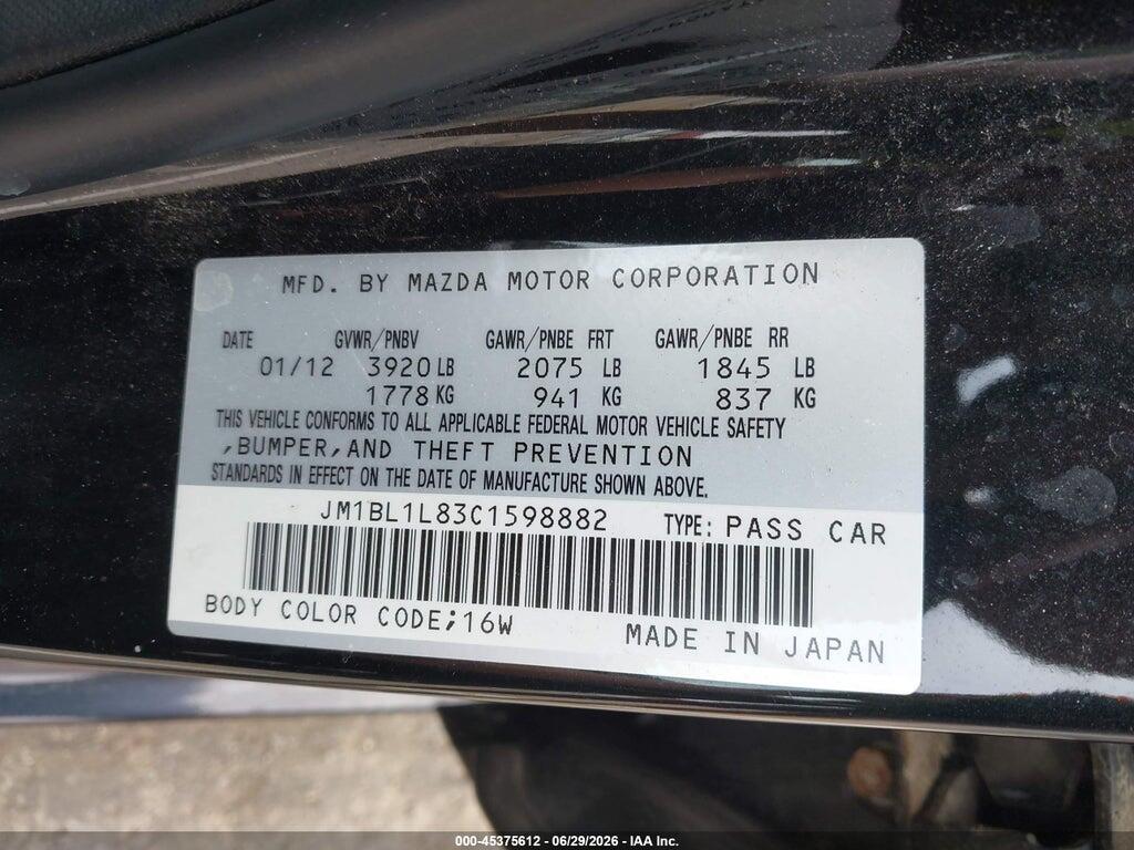 JM1BL1L83C1598882 2012 MAZDA MAZDA3 photo no. 9