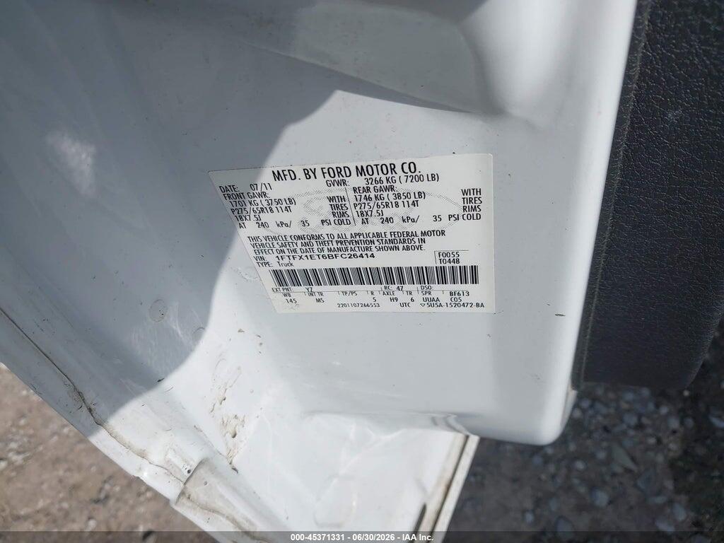 1FTFX1ET6BFC26414 2011 FORD F-150 photo no. 9