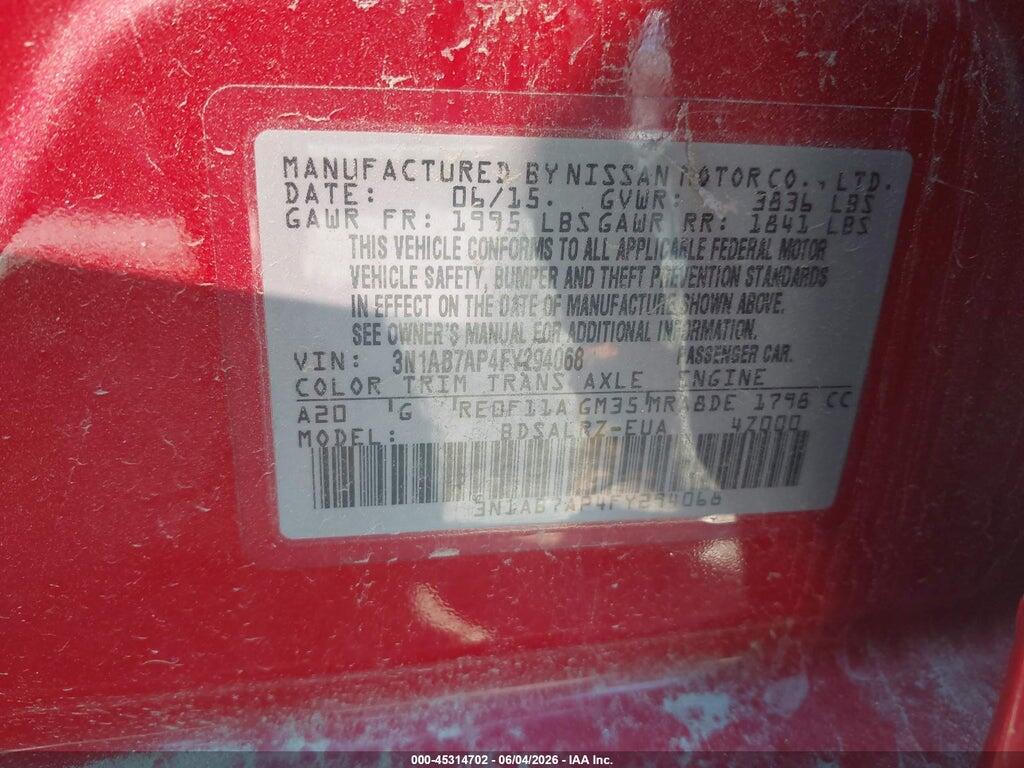 3N1AB7AP4FY294068 2015 NISSAN SENTRA photo no. 9