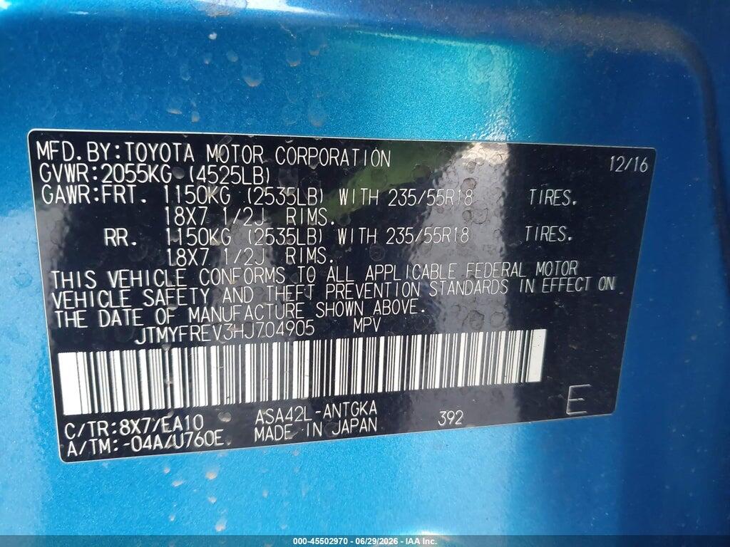 JTMYFREV3HJ704905 2017 TOYOTA RAV4 photo no. 9