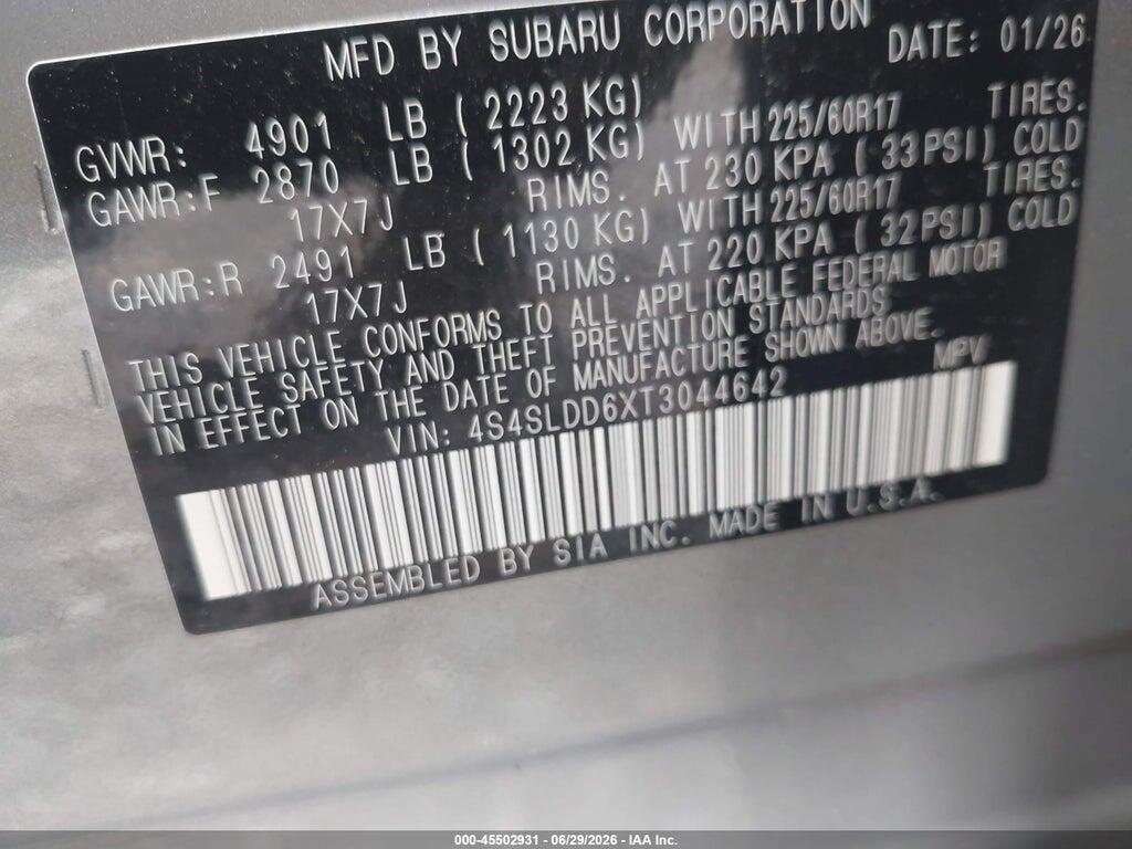 4S4SLDD6XT3044642 2026 SUBARU FORESTER photo no. 9