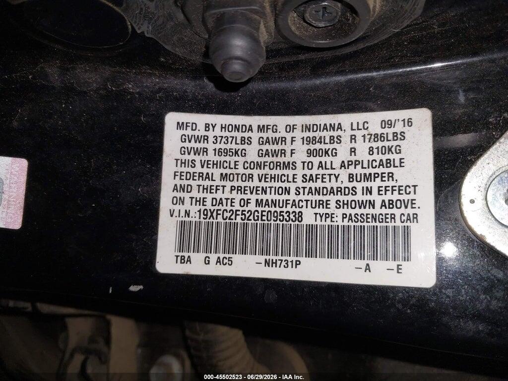 19XFC2F52GE095338 2016 HONDA CIVIC photo no. 9