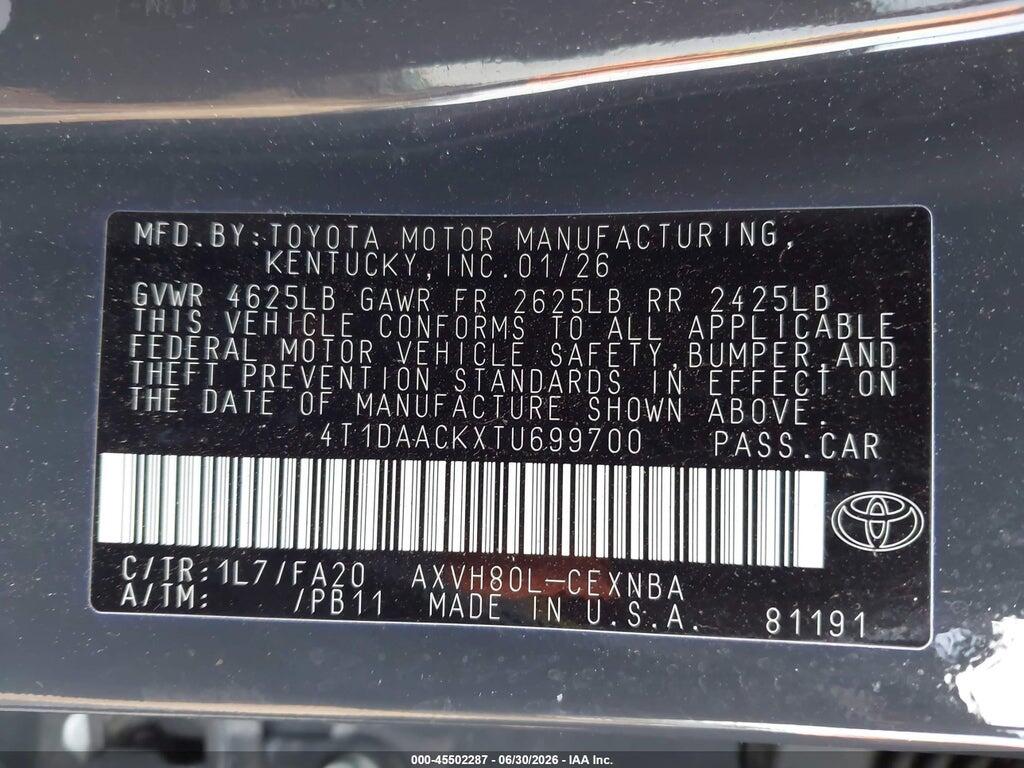 4T1DAACKXTU699700 2026 TOYOTA CAMRY photo no. 9