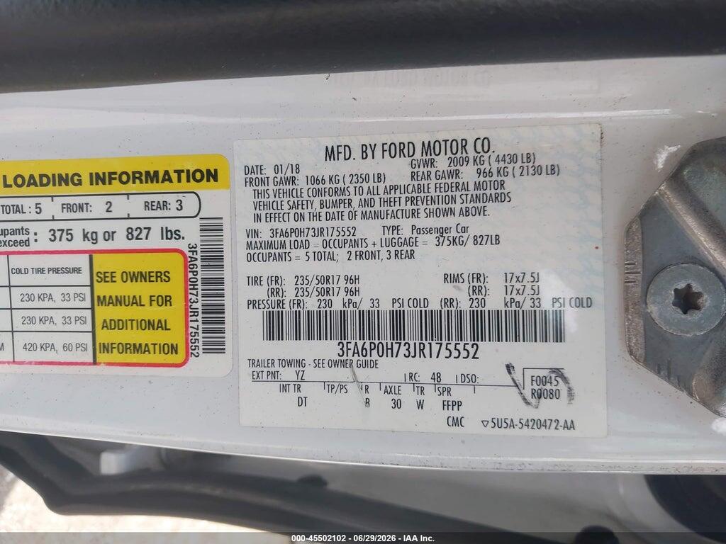 3FA6P0H73JR175552 2018 FORD FUSION photo no. 9
