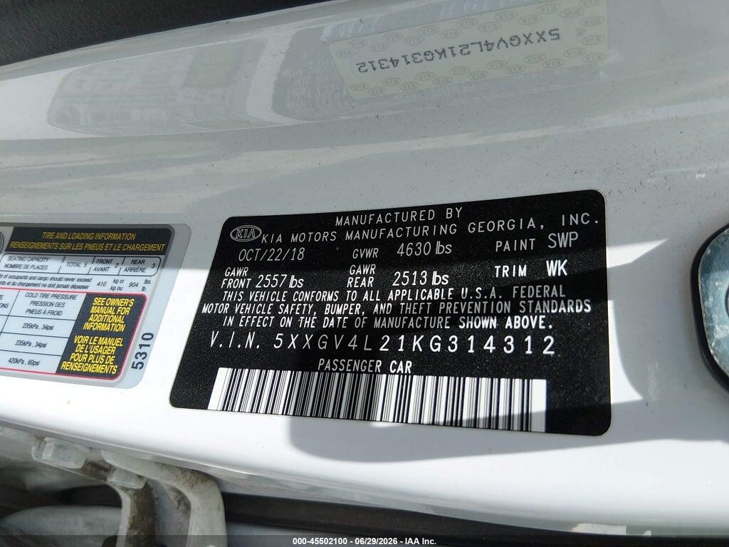 5XXGV4L21KG314312 2019 KIA OPTIMA photo no. 9