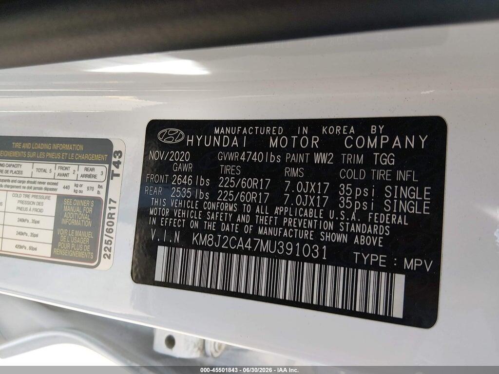 KM8J2CA47MU391031 2021 HYUNDAI TUCSON photo no. 9