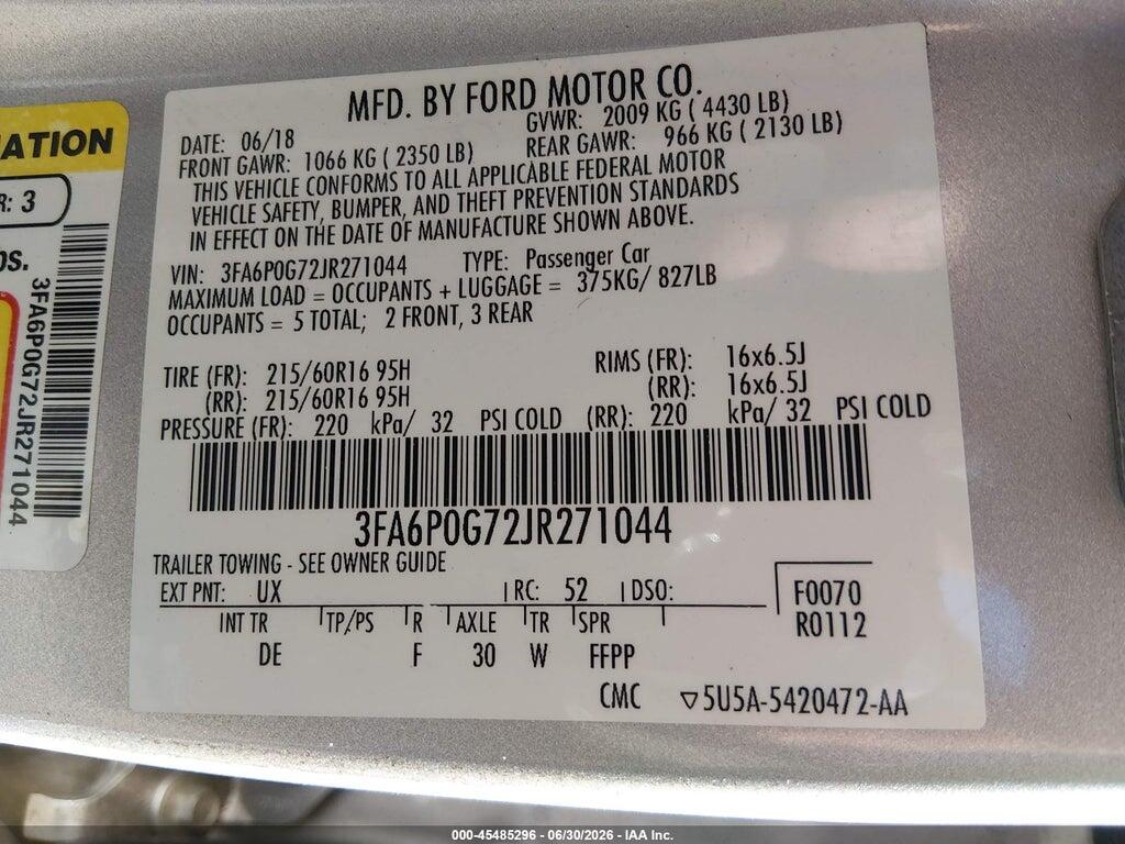 3FA6P0G72JR271044 2018 FORD FUSION photo no. 9