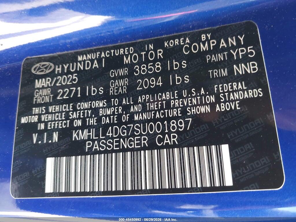 KMHLL4DG7SU001897 2025 HYUNDAI ELANTRA photo no. 9