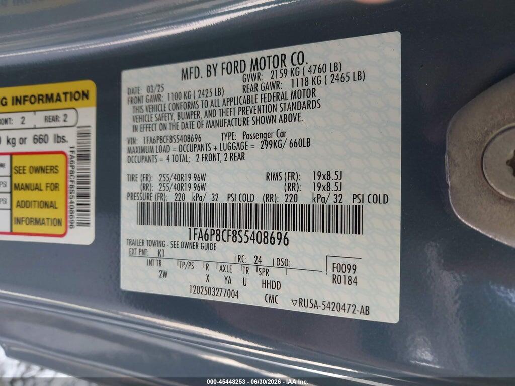 1FA6P8CF8S5408696 2025 FORD MUSTANG photo no. 9