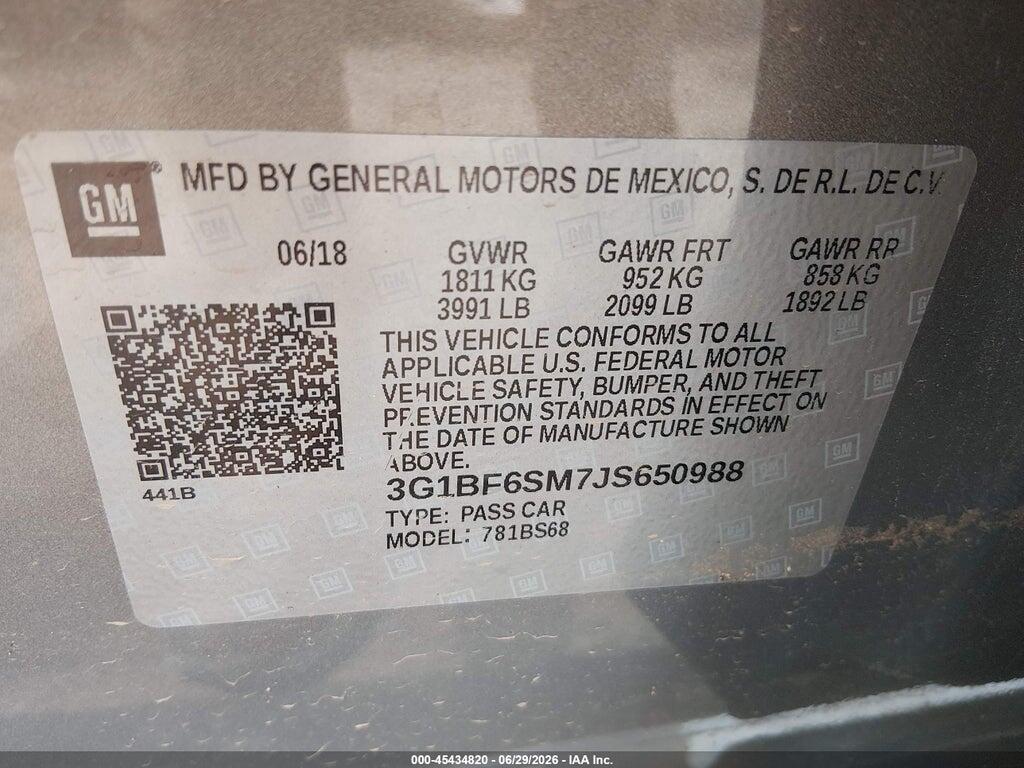 3G1BF6SM7JS650988 2018 CHEVROLET CRUZE photo no. 9