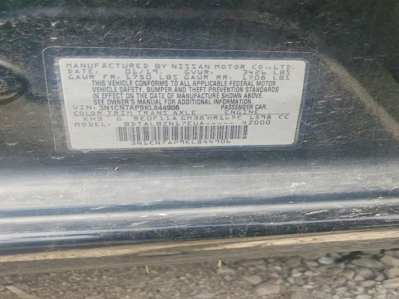 3N1CN7AP9KL844906 2019 NISSAN VERSA photo no. 12
