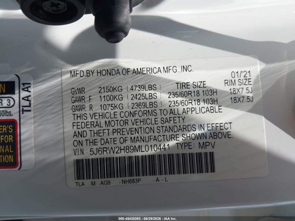 5J6RW2H89ML010441 2021 HONDA CR-V photo no. 9