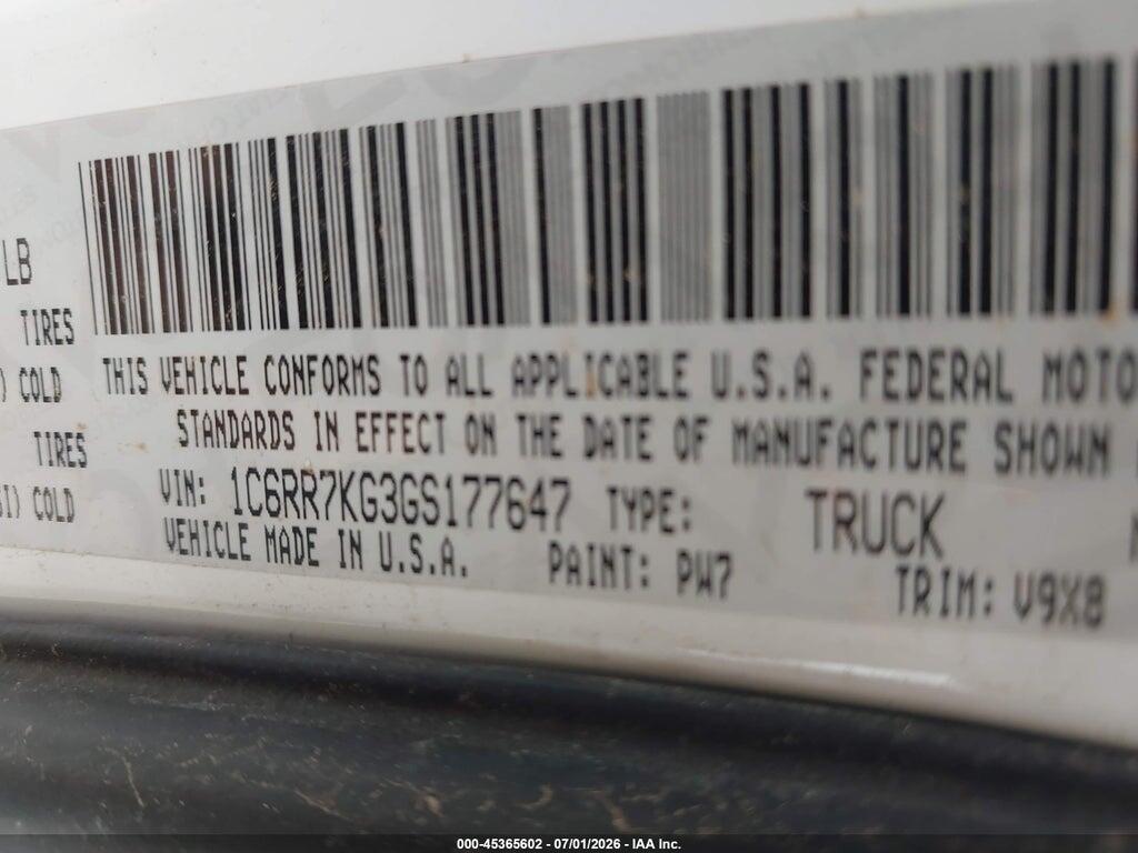 1C6RR7KG3GS177647 2016 RAM 1500 photo no. 9