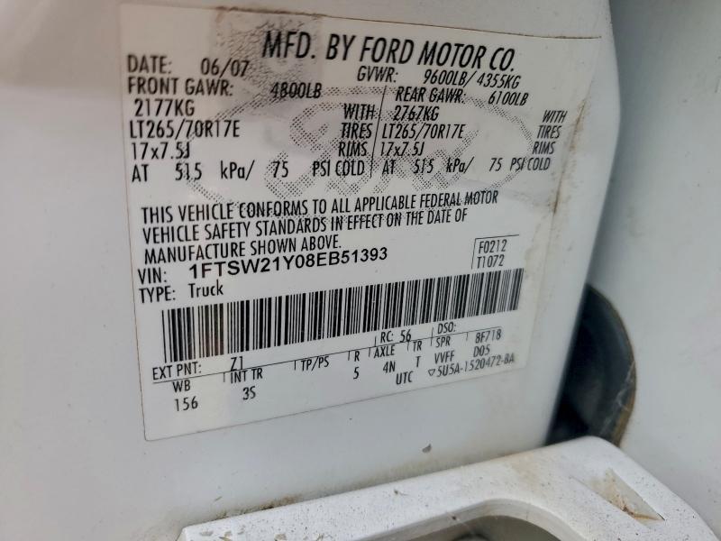 1FTSW21Y08EB51393 2008 FORD F250 photo no. 12