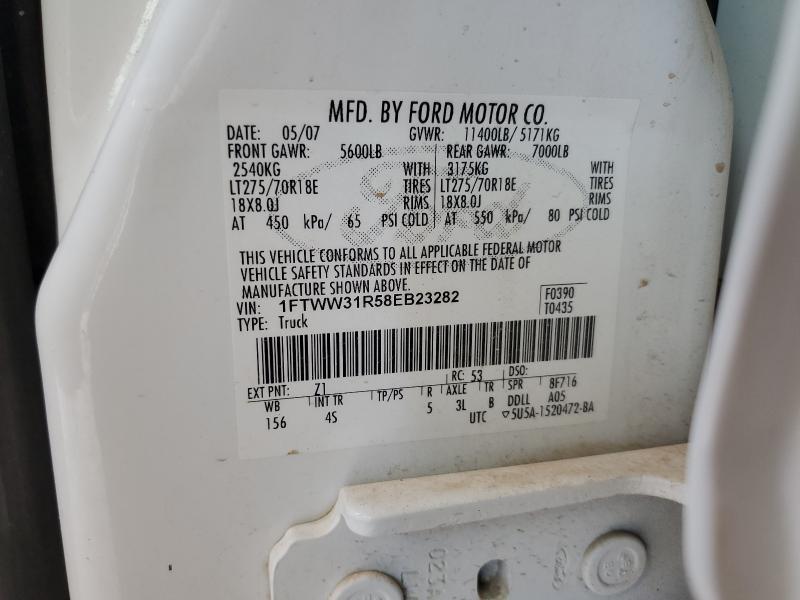 1FTWW31R58EB23282 2008 FORD F350 photo no. 12