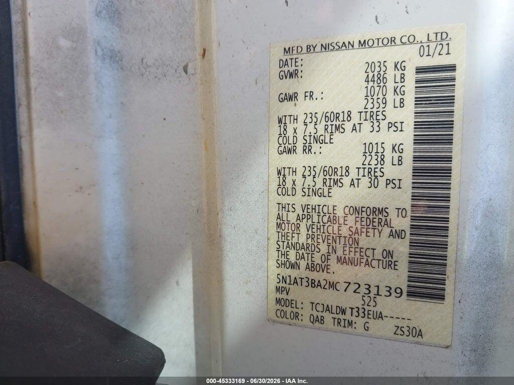 5N1AT3BA2MC723139 2021 NISSAN ROGUE photo no. 9
