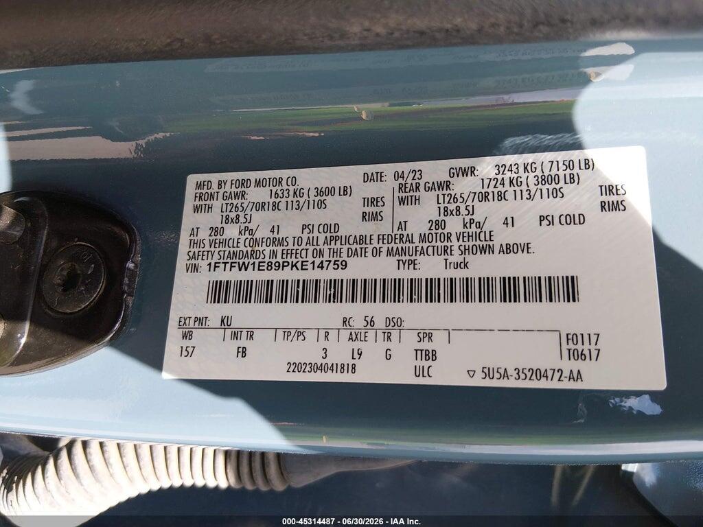 1FTFW1E89PKE14759 2023 FORD F-150 photo no. 9