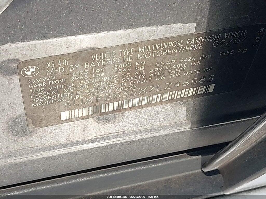 5UXFE835X7LZ46583 2007 BMW X5 photo no. 9