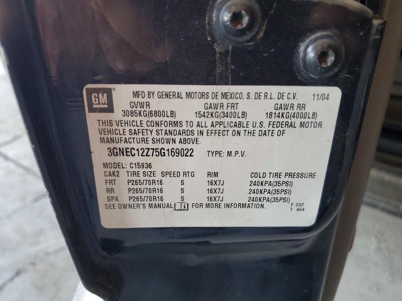 3GNEC12Z75G169022 2005 CHEVROLET AVALANCHE photo no. 12