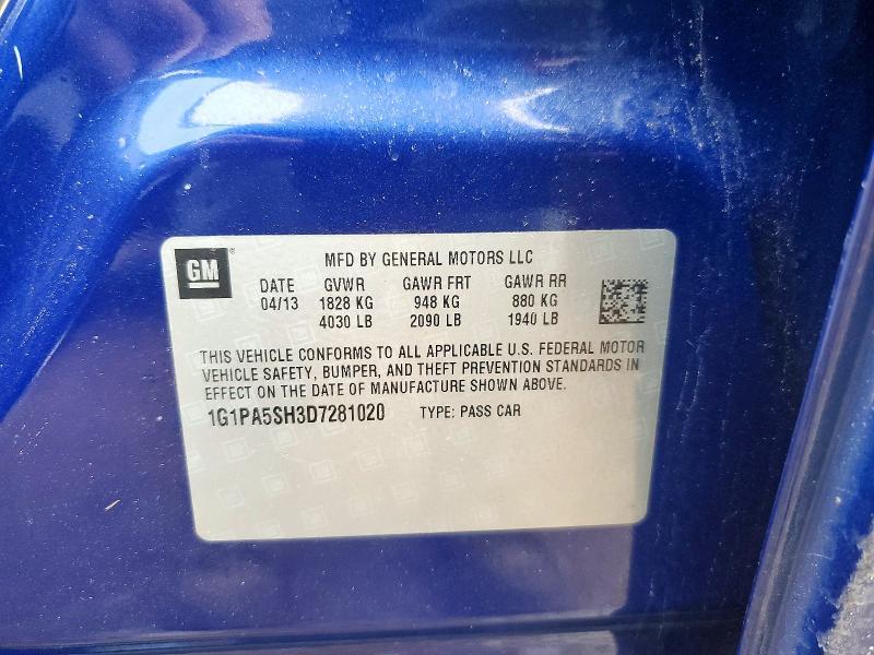 1G1PA5SH3D7281020 2013 CHEVROLET CRUZE photo no. 12