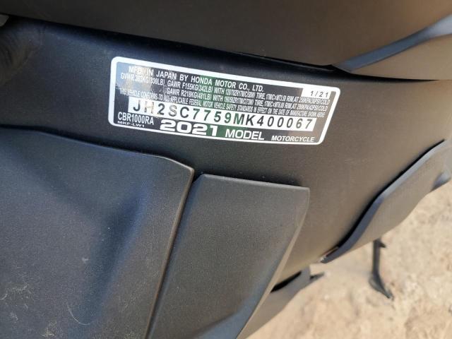 JH2SC7759MK400067 2021 HONDA CBR1000 photo no. 9