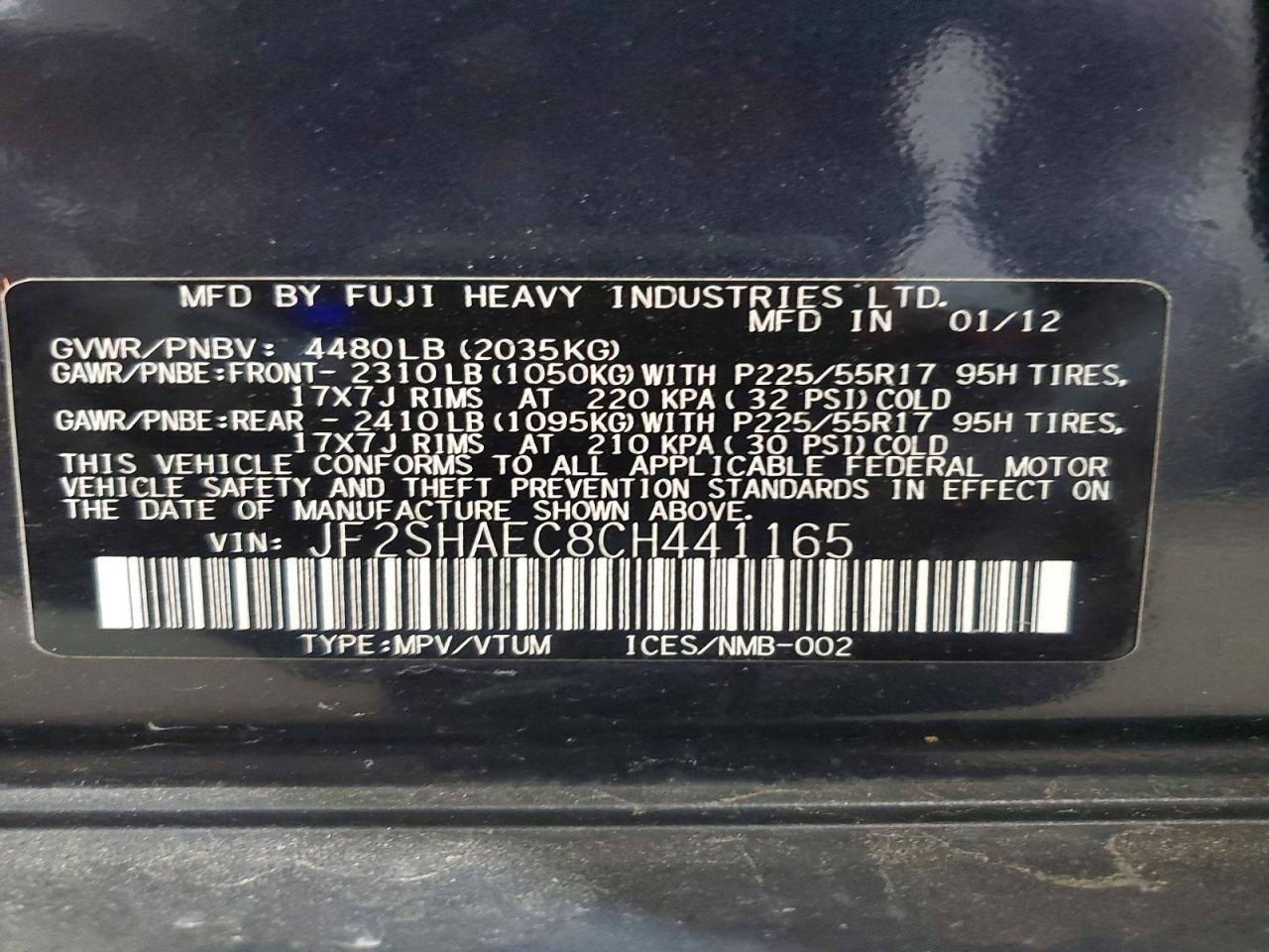 2012 SUBARU FORESTER LIMITED — Фото 12 из 12