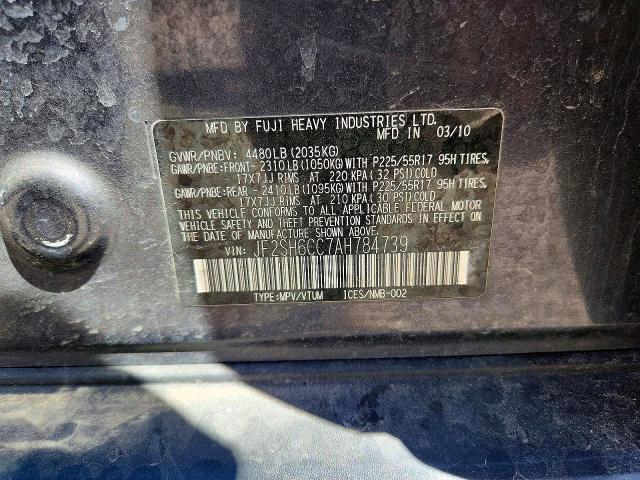 JF2SH6CC7AH784739 2010 SUBARU FORESTER photo no. 12