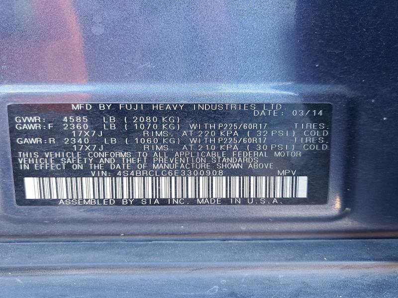 2014 SUBARU OUTBACK 2.5I LIMITED — Фото 13 из 13