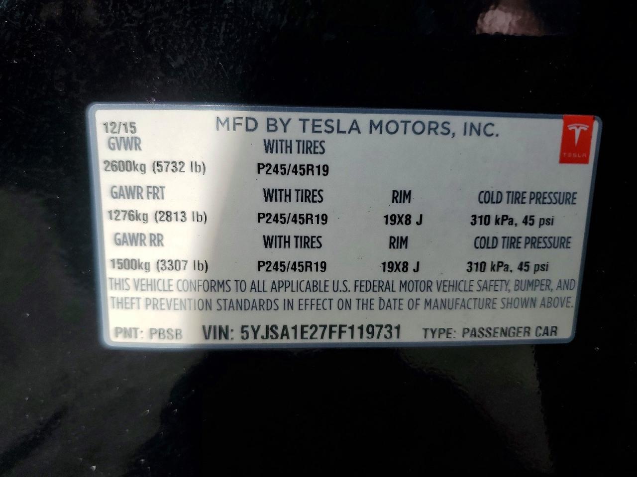 2015 TESLA MODEL S — Фото 12 из 12
