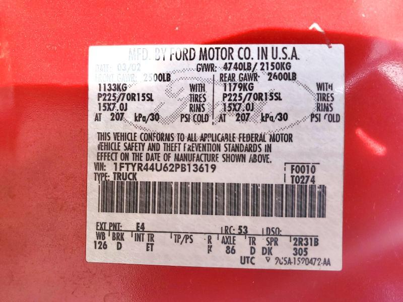 1FTYR44U62PB13619 2002 FORD RANGER photo no. 12