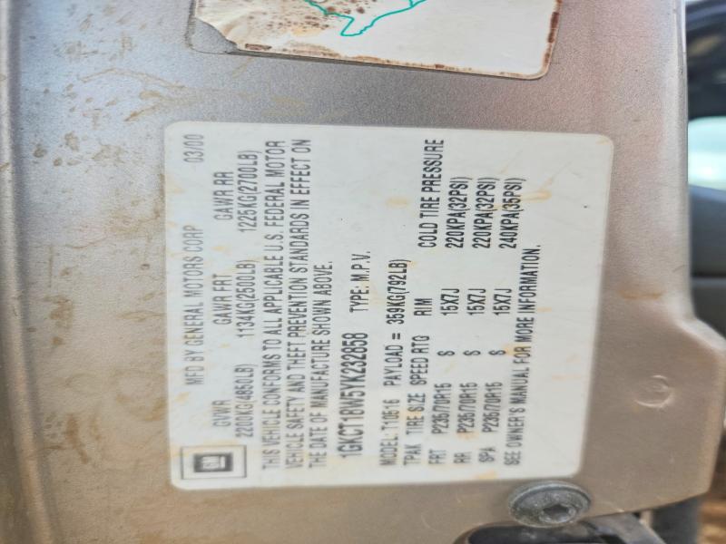 1GKCT18W5YK232858 2000 GMC JIMMY photo no. 12