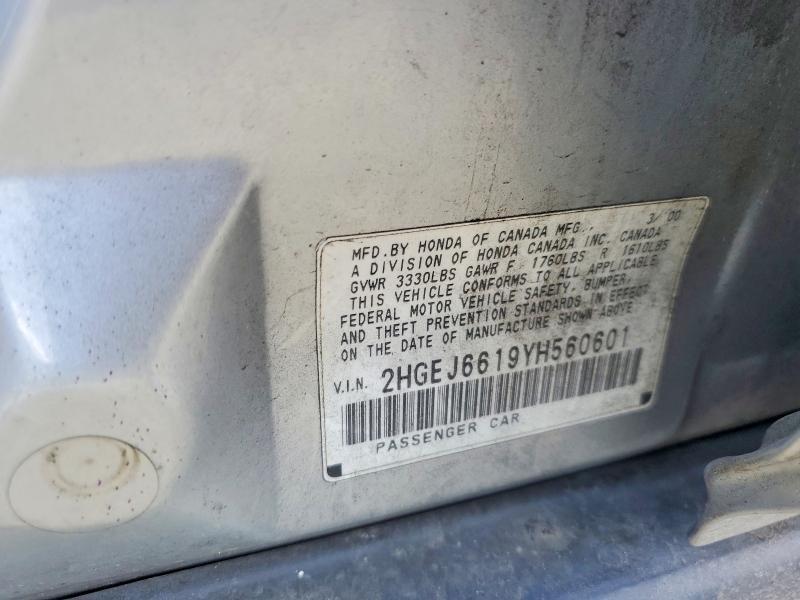 2HGEJ6619YH560601 2000 HONDA CIVIC photo no. 12