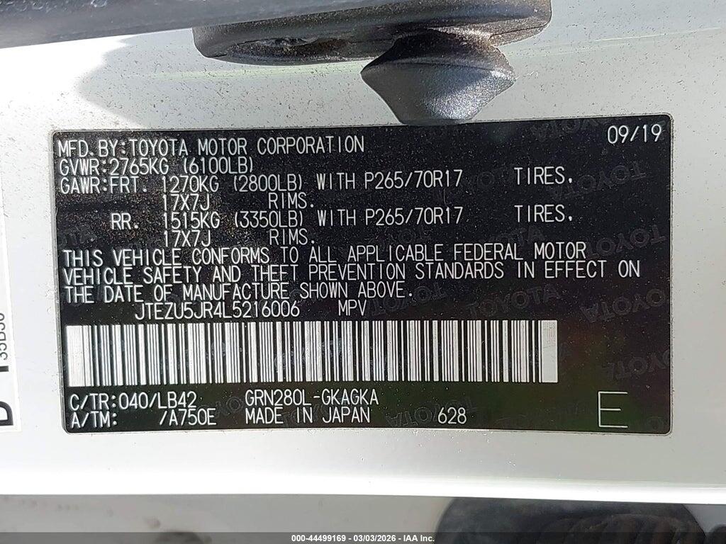 JTEZU5JR4L5216006 2020 TOYOTA 4RUNNER photo no. 9
