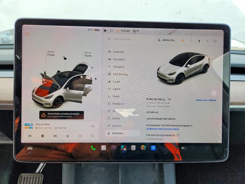 5YJYGAEE7MF138473 2021 TESLA MODEL Y photo no. 9