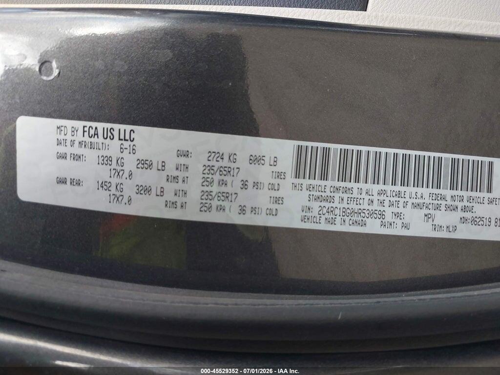 2C4RC1BG0HR530596 2017 CHRYSLER PACIFICA photo no. 9