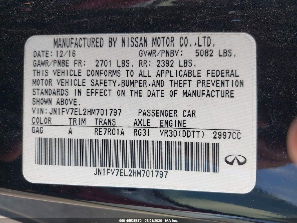 JN1FV7EL2HM701797 2017 INFINITI Q60 photo no. 9