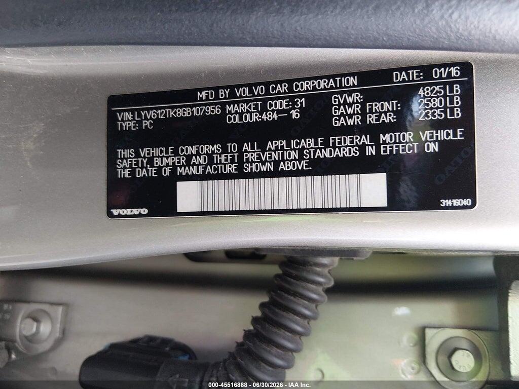 LYV612TK8GB107956 2016 VOLVO S60 INSCRIPTION photo no. 9