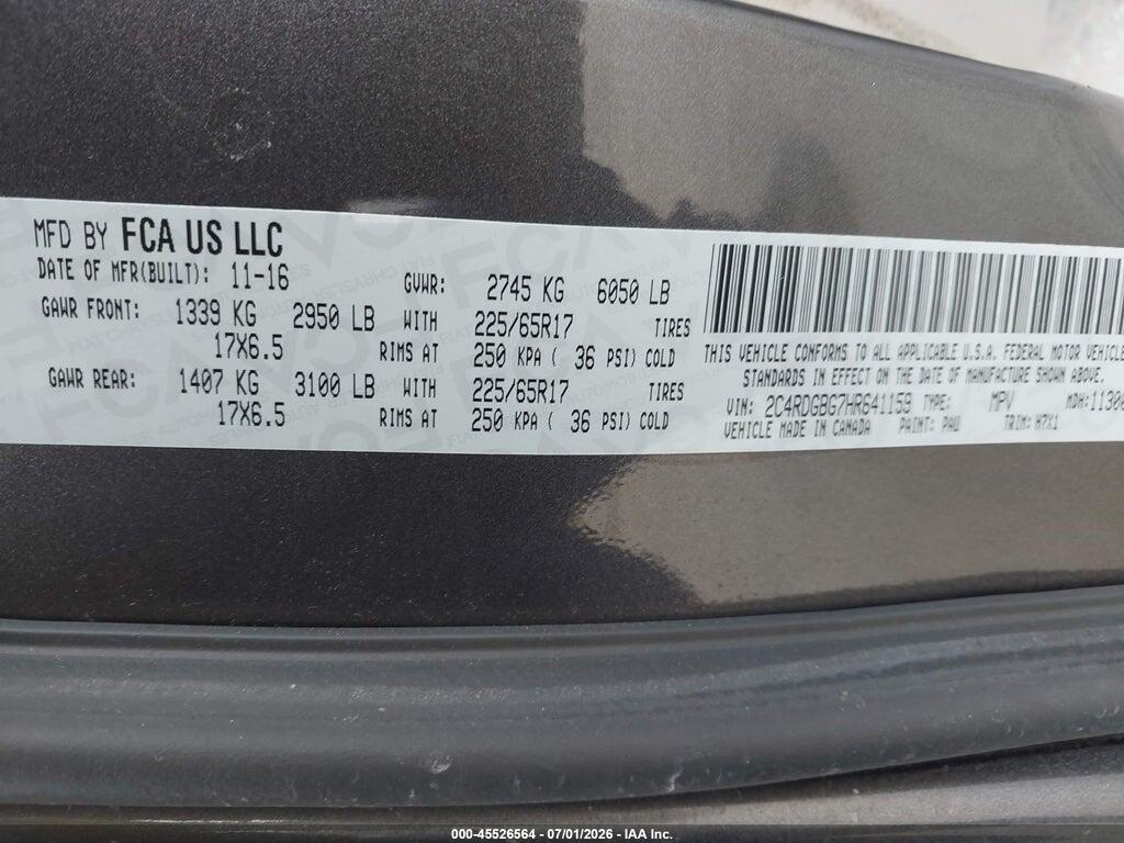 2C4RDGBG7HR641159 2017 DODGE GRAND CARAVAN photo no. 9